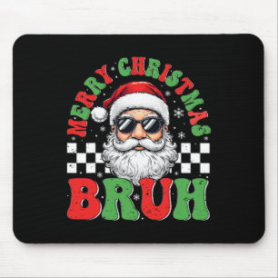 Merry Christmas Bruh Funny Santa Claus Retro Men W Mouse Mat