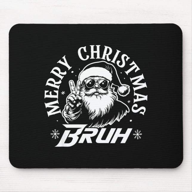 Merry Christmas Bruh Funny Santa Claus Retro Men W Mouse Mat (Front)