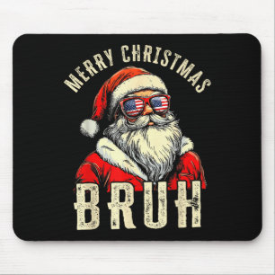 Merry Christmas Bruh Funny Santa Claus Retro Men W Mouse Mat