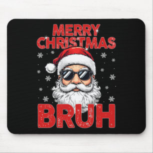 Merry Christmas Bruh Funny Santa Claus Retro Men W Mouse Mat