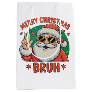 Merry Christmas Bruh Funny Santa Festive Xmas Medium Gift Bag