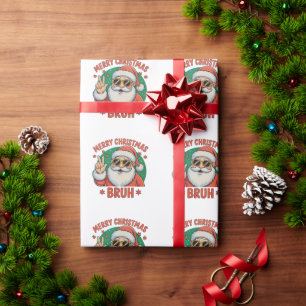 Merry Christmas Bruh Funny Santa Festive Xmas Wrapping Paper