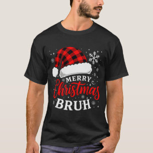Merry Christmas Bruh Santa Claus Hat Xmas Mens Boy T-Shirt