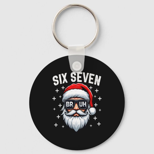 Merry Christmas Bruh Santa Face 67 Meme Funny Sayi Key Ring (Front)
