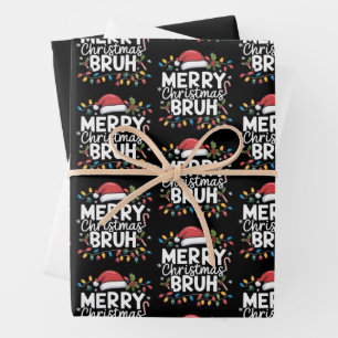 Merry Christmas Bruh Santa Party Holiday Funny Wrapping Paper Sheet