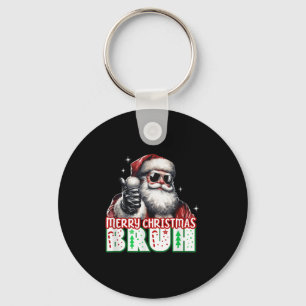 Merry Christmas Bruh Thumbs Up Chill Santa Claus F Key Ring
