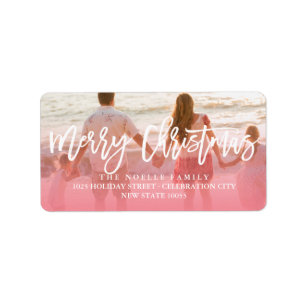 Merry Christmas Brush Holiday Photo Address Labels