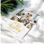 Merry Christmas Brush Script Photo Foil Holiday Card<br><div class="desc">Merry Christmas in modern brush script.</div>