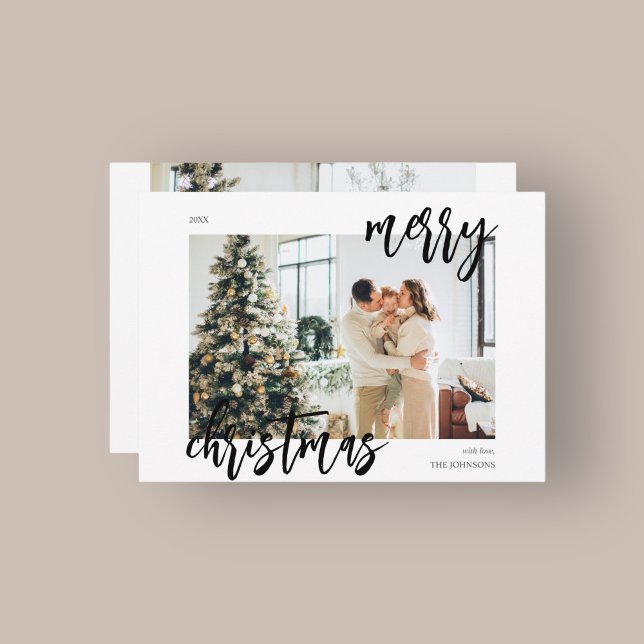 Merry Christmas Brush Script Photo Holiday Card (Creator Uploaded)
