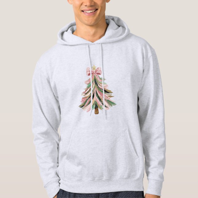 Merry Christmas Brushstroke Tree Hoodie (Front)