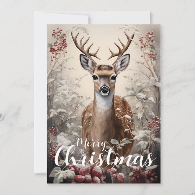 Merry Christmas Buck Holiday Card (Front)