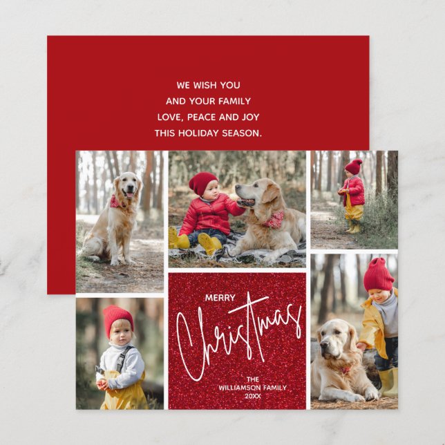 Merry Christmas Budget Red Holiday Cards (Front/Back)