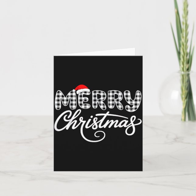 Merry Christmas Buffalo Black And White  Card (Front)