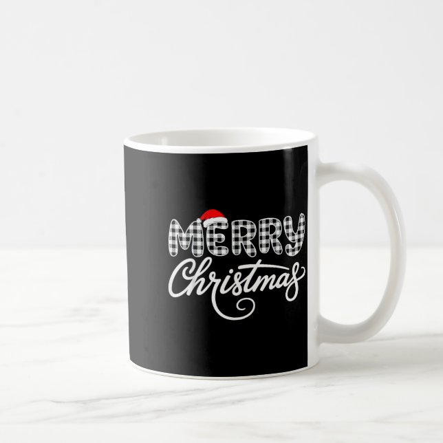 Merry Christmas Buffalo Black And White  Coffee Mug (Right)
