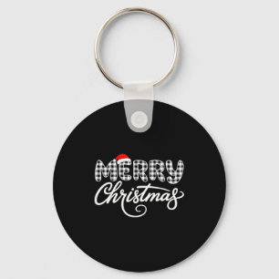 Merry Christmas Buffalo Black And White  Key Ring