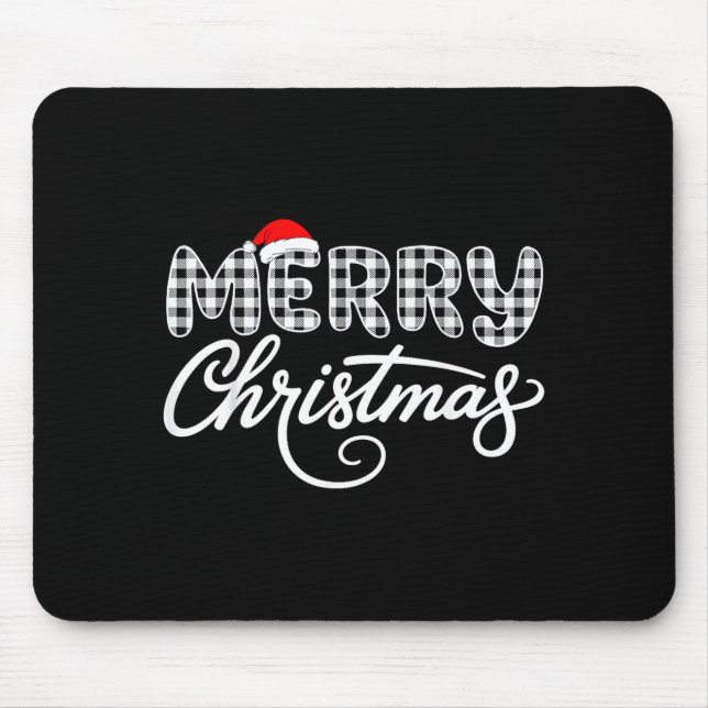 Merry Christmas Buffalo Black And White  Mouse Mat (Front)