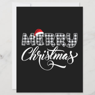 Merry Christmas Buffalo Black and White Plaid for