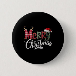 Merry Christmas Buffalo Black And White Plaid For 6 Cm Round Badge