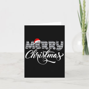 Merry Christmas Buffalo Black And White Plaid For Card