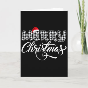 Merry Christmas Buffalo Black And White Plaid For  Card