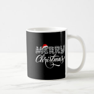 Merry Christmas Buffalo Black And White Plaid For  Coffee Mug