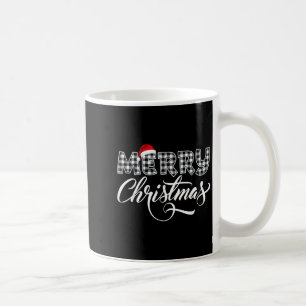 Merry Christmas Buffalo Black And White Plaid For  Coffee Mug