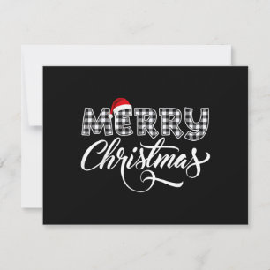 Merry Christmas Buffalo Black and White Plaid for Invitation
