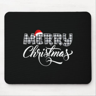 Merry Christmas Buffalo Black And White Plaid For  Mouse Mat