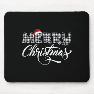 Merry Christmas Buffalo Black And White Plaid For  Mouse Mat