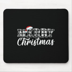 Merry Christmas Buffalo Black And White Plaid For Mouse Mat