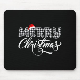 Merry Christmas Buffalo Black And White Plaid For  Mouse Mat