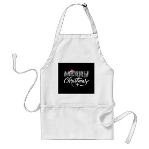 Merry Christmas Buffalo Black and White Plaid for Standard Apron