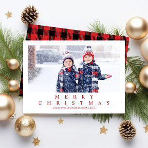 Merry Christmas Buffalo Check Photo Holiday Card