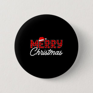 Merry Christmas Buffalo Plaid 6 Cm Round Badge