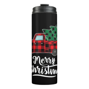 Merry Christmas Buffalo Plaid Christmas Tree Red Thermal Tumbler