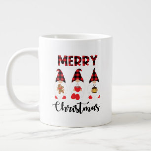 Merry Christmas- Buffalo Plaid Gnomes Large Coffee Mug