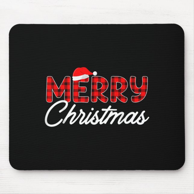Merry Christmas Buffalo Plaid  Mouse Mat (Front)
