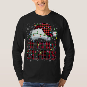 Merry Christmas Buffalo Plaid Red Santa Hat Memaw T-Shirt