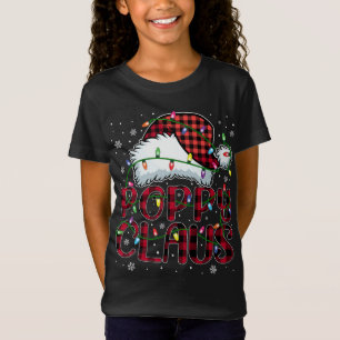 Merry Christmas Buffalo Plaid Red Santa Hat Poppy  T-Shirt