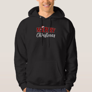 Merry Christmas Buffalo Plaid Red Santa Hat Xmas P Hoodie