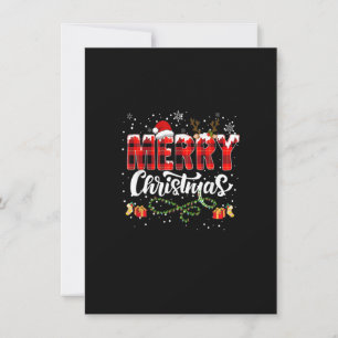 Merry Christmas Buffalo Plaid Red Santa Hat Xmas P Invitation
