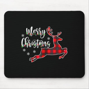 Merry Christmas Buffalo Plaid Red Santa Hat Xmas P Mouse Mat
