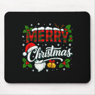 Merry Christmas Buffalo Plaid Red Santa Hat Xmas P Mouse Mat