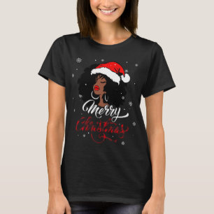 Merry Christmas Buffalo Plaid Santa Afro American  T-Shirt