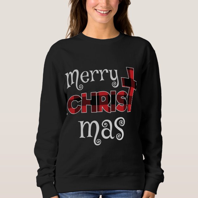Merry Christmas Buffalo Plaid Sweatshirt (Front)