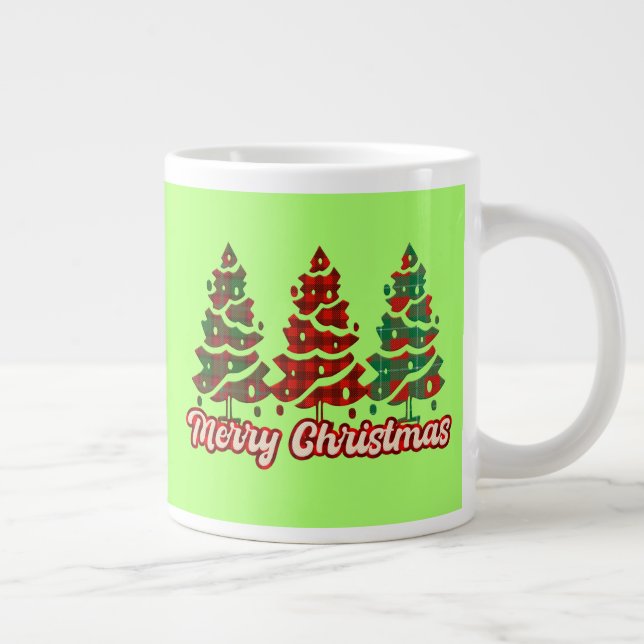 Merry Christmas Buffalo Plaid Trees-42019 Large Coffee Mug (Right)