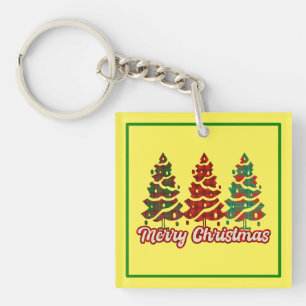 Merry Christmas Buffalo Plaid Trees Design-42019 Key Ring