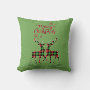 Merry Christmas,Buffalo Pleid Reindeer  Cushion