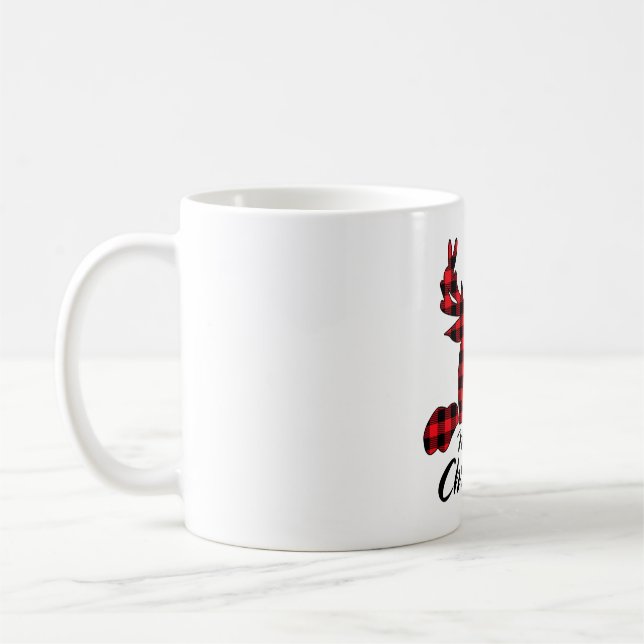 Merry Christmas Buffalo Red Plaid Reindeer Matchin Coffee Mug (Left)
