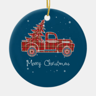 Merry Christmas Buffalo Truck Tree Red Plaid For M Ceramic Tree Decoration